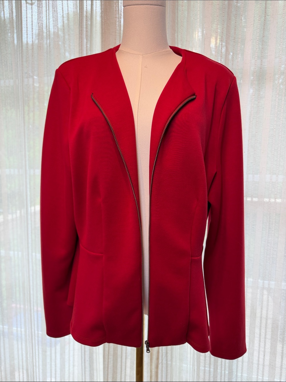 Moschino Red Zip-Front Blazer Jacket